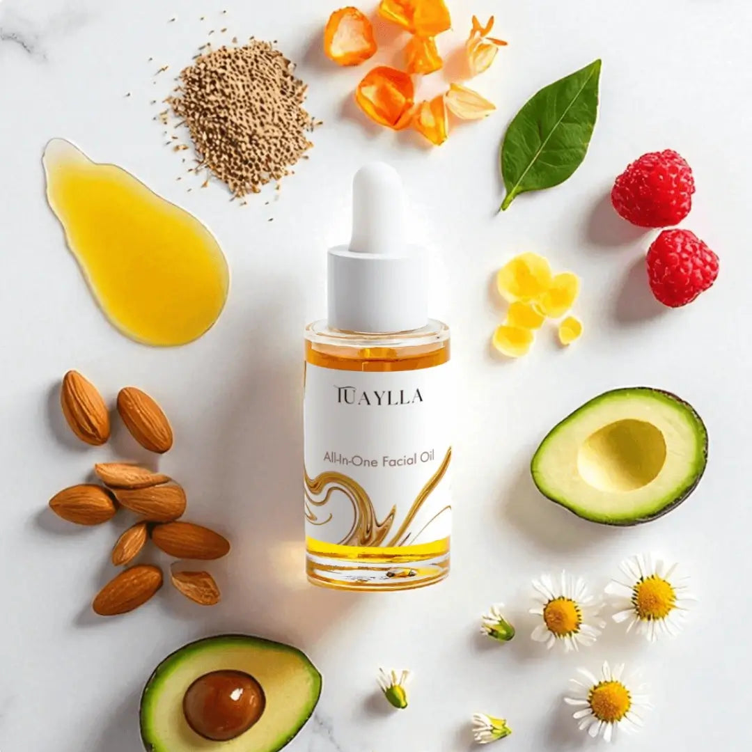 Tuaylla Aurea All-In-One Facial Oil bottle with natural botanical blend