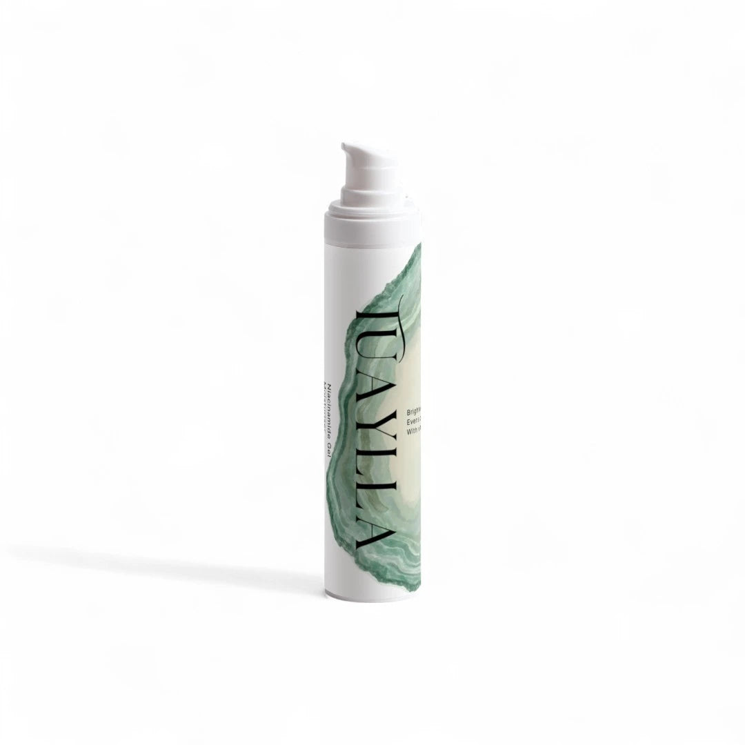 Tuaylla Niacinamide Gel Moisturiser bottle with lightweight gel texture