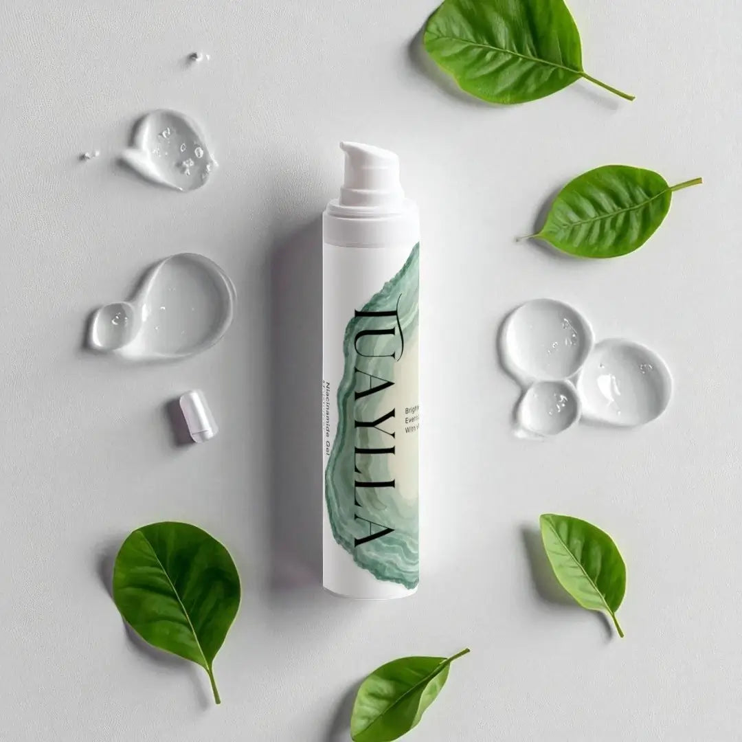 Tuaylla Niacinamide Gel Moisturiser bottle with lightweight gel texture