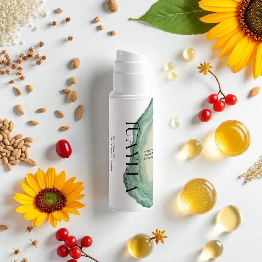 Tuaylla Sensitive Skin Oil-To-Milk Cleanser for gentle makeup removal