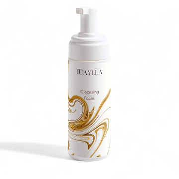 Tuaylla Rose Water Cleansing Foam bottle with soft rose-infused lather
