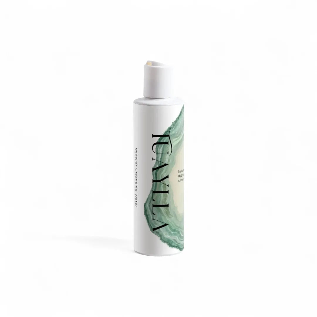 Tuaylla Micellar Cleansing Water bottle for gentle makeup removal